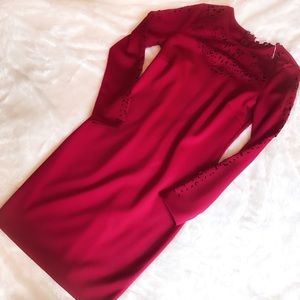 Sexy Red Cut-Out Dress Long Sleeved